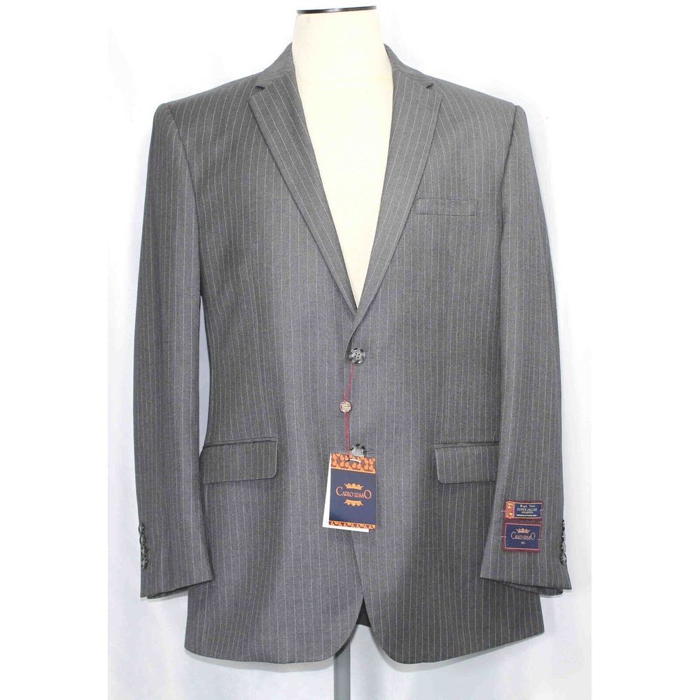 NWT Carlo‎ Lusso 150 Gray Blend High Twist Sport Coat Blazer Mens Size 44 Long